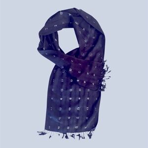 Elegant‎ Navy Blue Scarf with Fringe